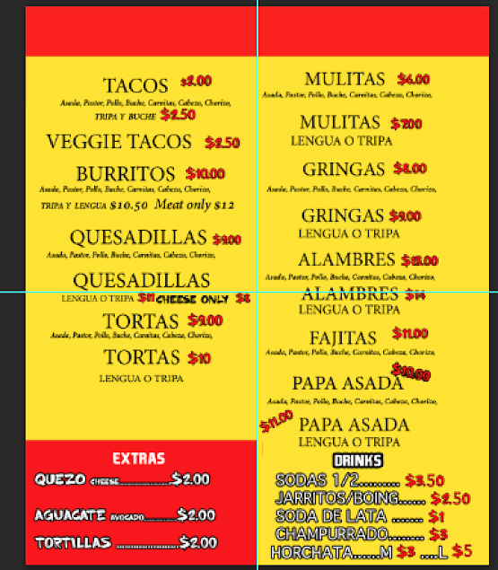 Menu Tacos Tamix Mexican Food Truck - 1