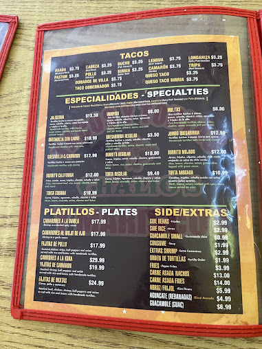 Menu Tacos Y Tortas Chalios Visalia - 4