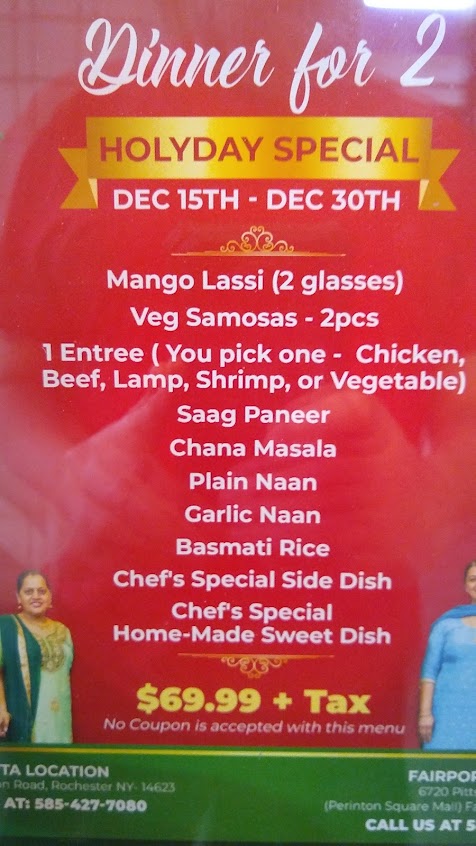 Menu Tandoor Of India Henrietta Ny - 0