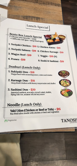 Menu Tanoshi Ulladulla - 1