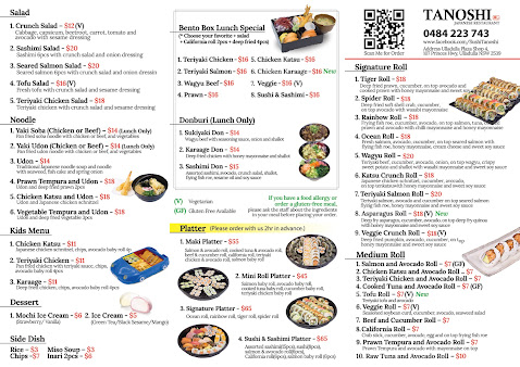 Menu Tanoshi Ulladulla - 2