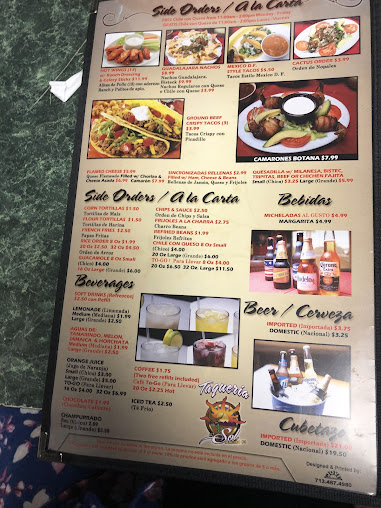 Menu Taqueria El Sol De Mexico Houston - 3