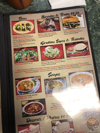 Menu Taqueria El Sol De Mexico Houston - 4