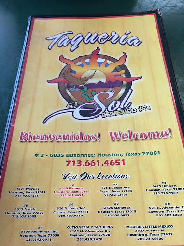 Menu Taqueria El Sol De Mexico Houston - 6