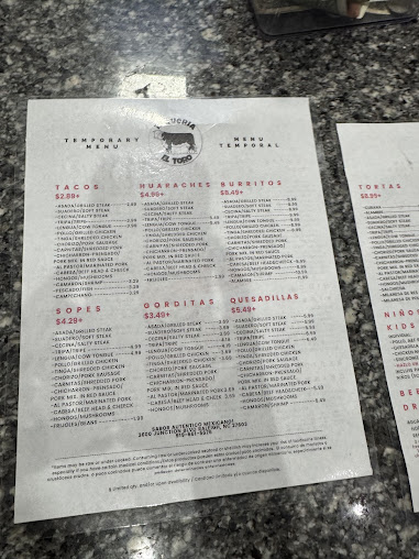 Menu Taqueria El Toro - 4