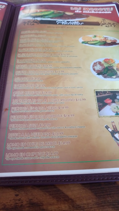 Menu Taqueria Los Mogotes De Michoacan - 1