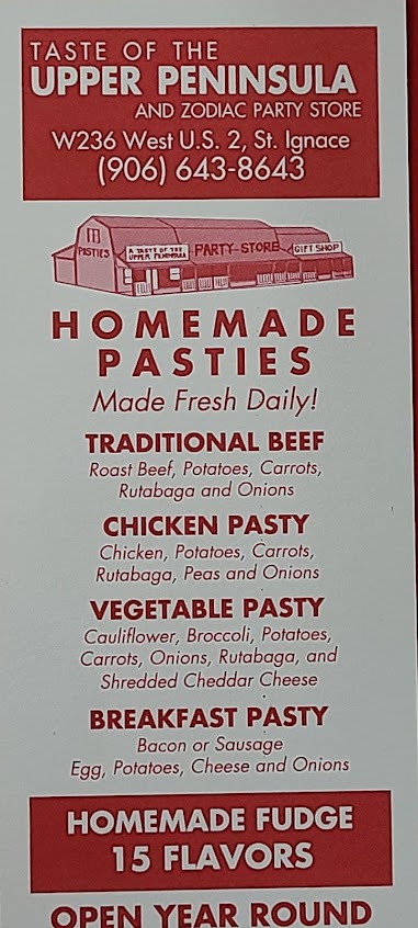 Menu Taste Of The Upper Peninsula - 1