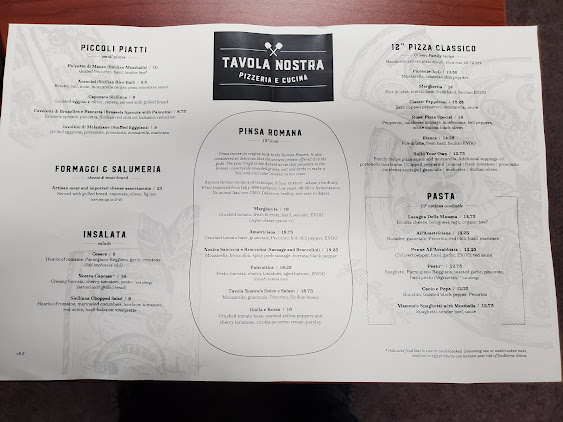 Menu Tavola Nostra Pizzeria E Cucina - 1