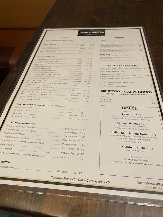 Menu Tavola Nostra Pizzeria E Cucina - 7