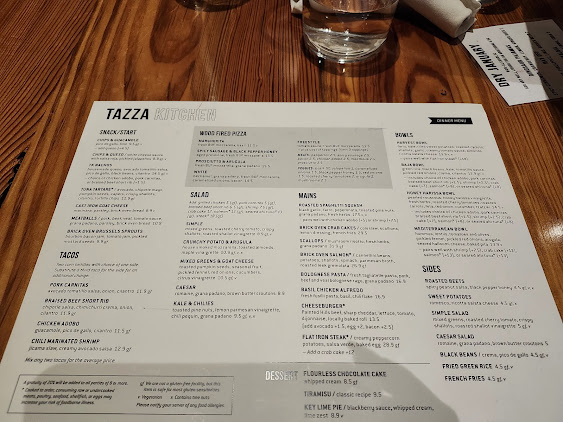 Menu Tazza Kitchen Stone Creek Village - 1