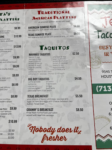 Menu Tejas Taco House - 1