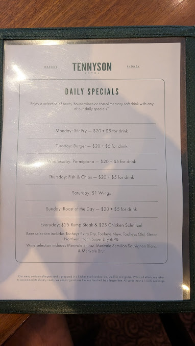 Menu Tennyson Hotel - 8
