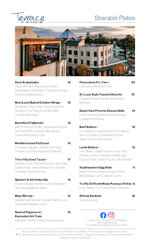 Menu Terrace At The River Inn - 0