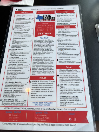 Menu Texas Borders Bar And Grill - 0
