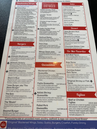 Menu Texas Borders Bar And Grill - 1