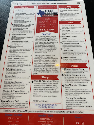 Menu Texas Borders Bar And Grill - 5