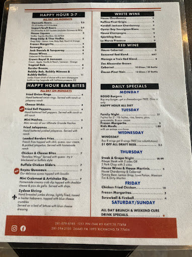 Menu Texas Borders Bar And Grill - 9