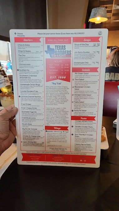 Menu Texas Borders - 8