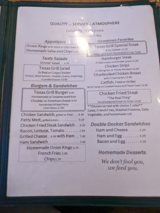 Menu Texas Grill Restaurant - 2