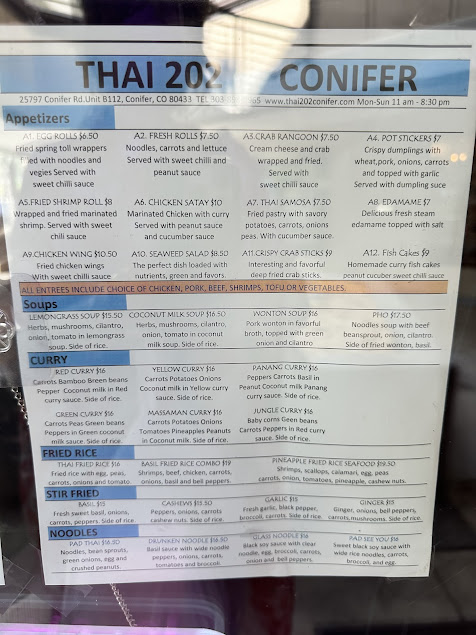 Menu Thai 202 And Ramen Conifer - 1
