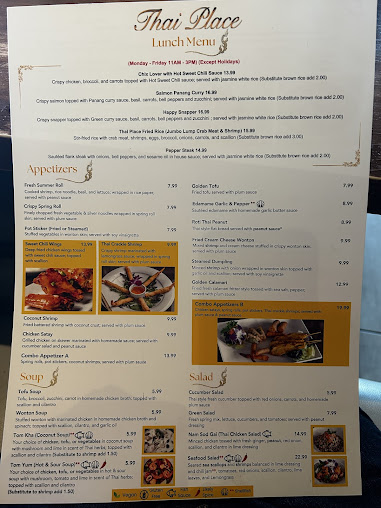 Menu Thai Place Restaurant And Full Bar - 0