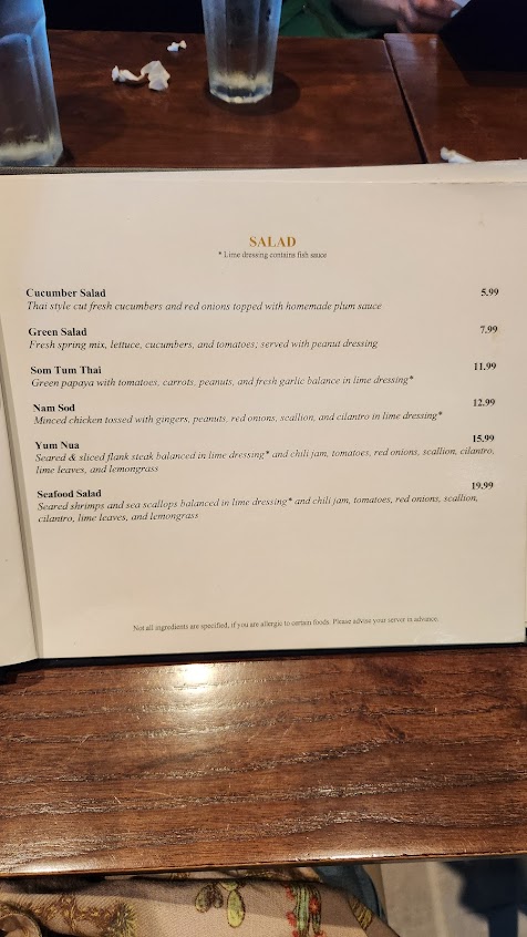 Menu Thai Place Restaurant And Full Bar - 3
