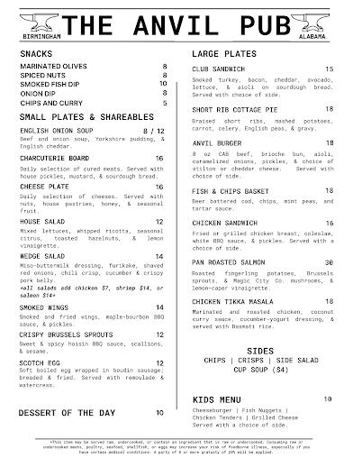 Menu The Anvil Pub And Grill - 7