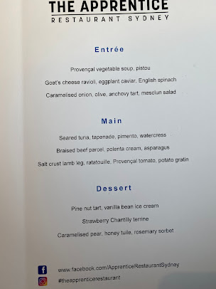 Menu The Apprentice Restaurant Sydney - 5