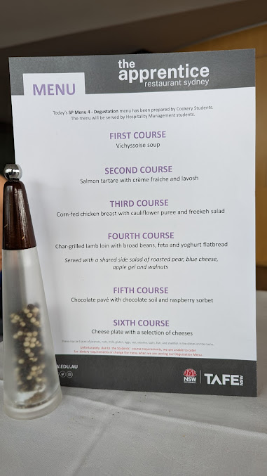 Menu The Apprentice Restaurant Sydney - 6