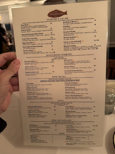 Menu The Beach House Restaurant Lbi - 0