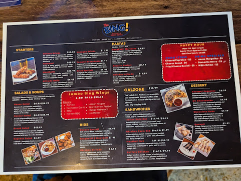 Menu The Bing Pizzeria Draft House - 0
