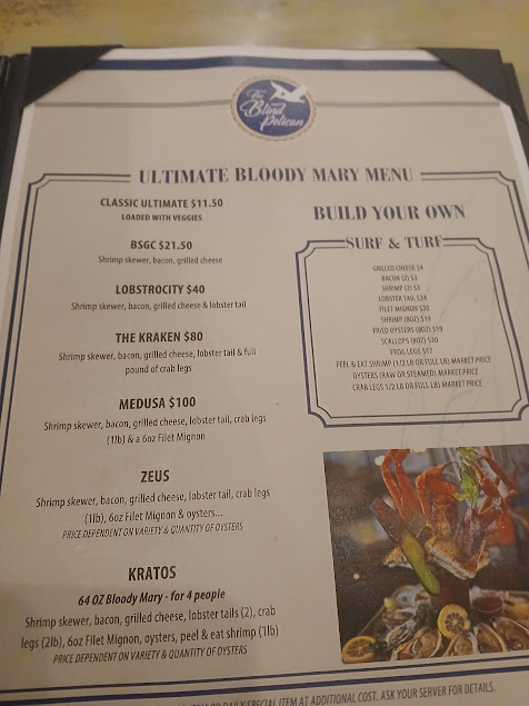 Menu The Blind Pelican Seafood House - 0