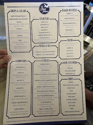 Menu The Blind Pelican Seafood House - 2