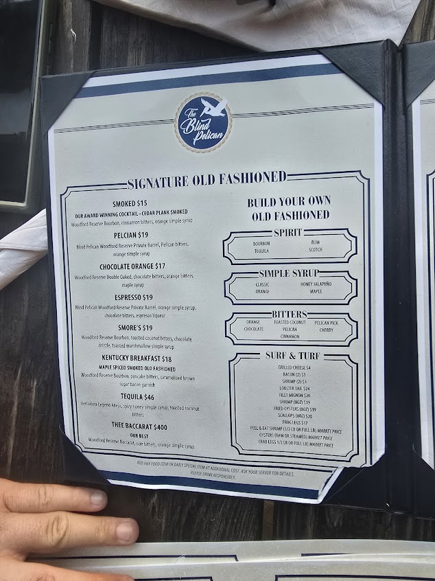 Menu The Blind Pelican Seafood House - 4