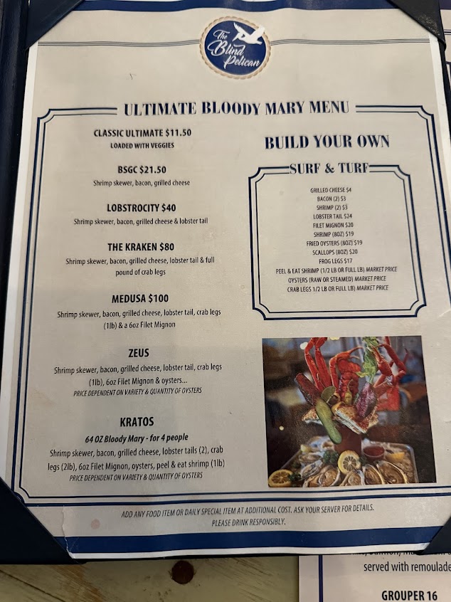 Menu The Blind Pelican Seafood House - 7