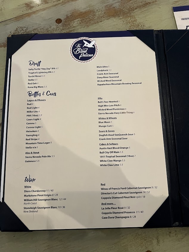 Menu The Blind Pelican Seafood House - 8