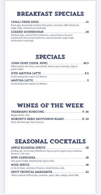 Menu The Boatshed La Perouse - 1