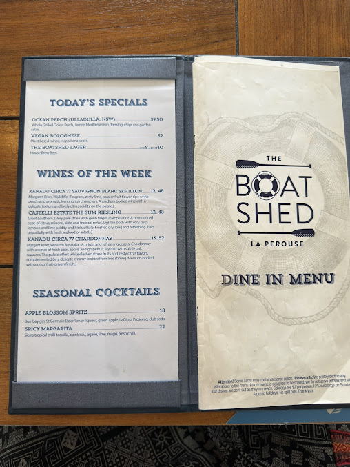 Menu The Boatshed La Perouse - 7