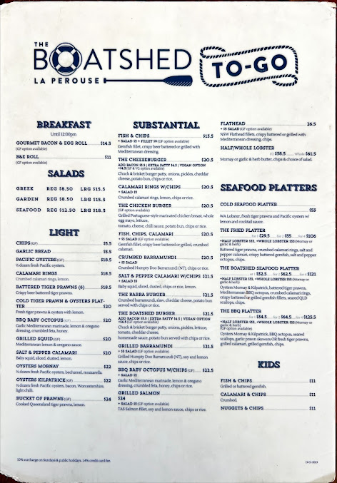 Menu The Boatshed To-Go - 2