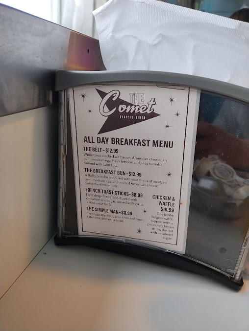 Menu The Comet Classic Diner Creamery - 8