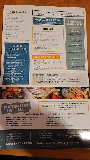 Menu The Crab Shack Folly Beach - 7