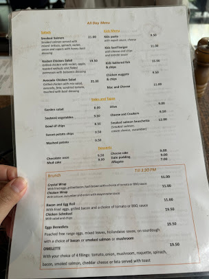 Menu The Crystal Restaurant N Bar - 0