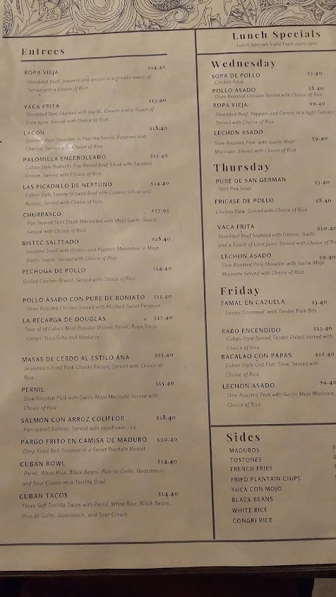Menu The Cuban Around The Corner - 0