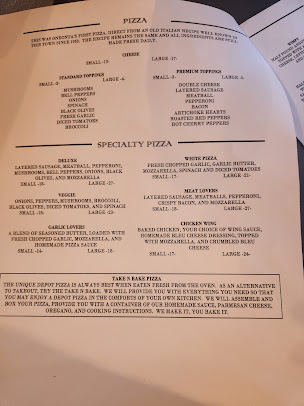 Menu The Depot Restaurant And Tavern - 1