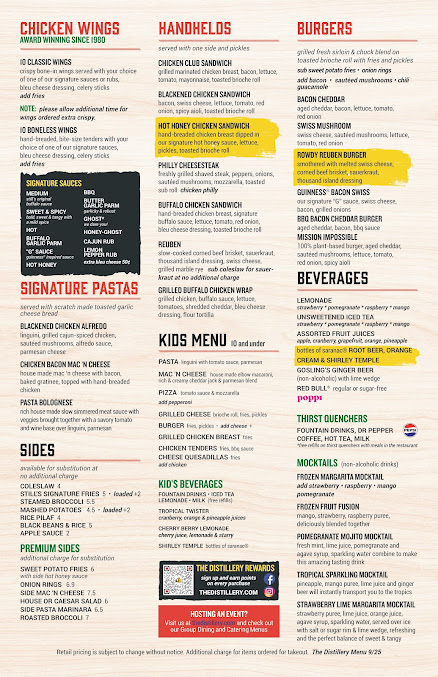 Menu The Distillery Restaurant Henrietta - 2