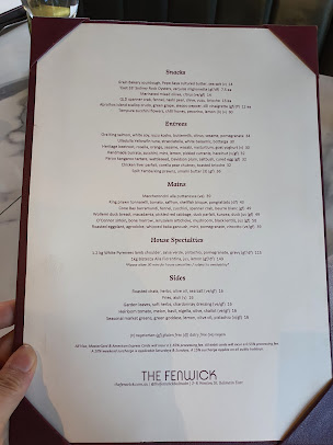Menu The Fenwick - 2