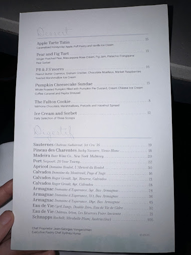 Menu The Fulton By Jean-Georges - 9