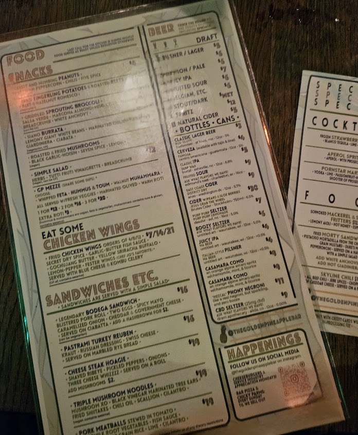 Menu The Golden Pineapple Craft Lounge - 7