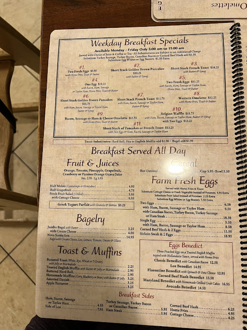 Menu The Kenilworth Diner Restaurant - 1