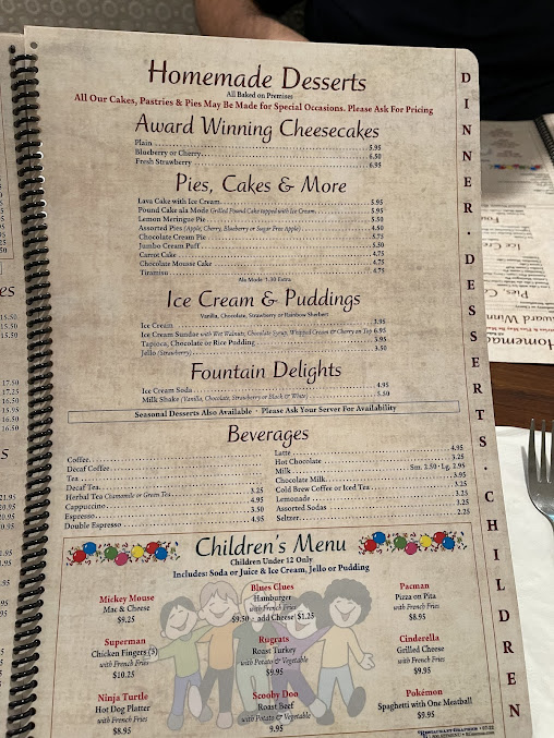 Menu The Kenilworth Diner Restaurant - 5
